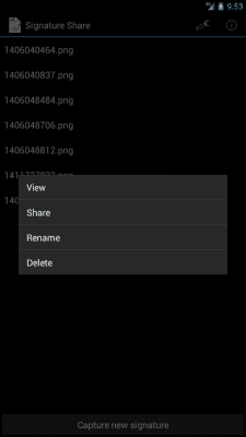 Screenshot of the application Signature Share - #2