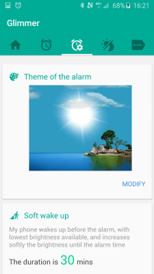 Screenshot of the application Glimmer (luminous alarm clock) - #3