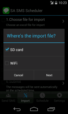 Screenshot of the application SA SMS Scheduler Lite - #2