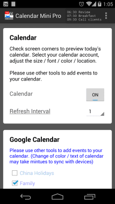 Screenshot of the application Mini Calendar - #4