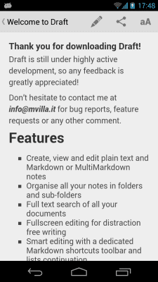Screenshot of the application Draft - #2