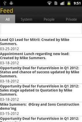 Screenshot of the application SAP Sales OnDemand - #2