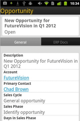 Screenshot of the application SAP Sales OnDemand - #5