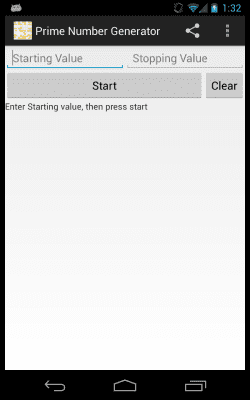 Screenshot of the application Prime Number Generator - #1