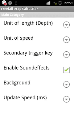 Screenshot of the application Freefall Depth Stopwatch - #4
