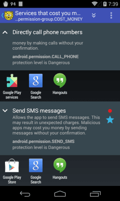 Screenshot of the application aSpotCat (permission list) - #2