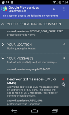 Screenshot of the application aSpotCat (permission list) - #4