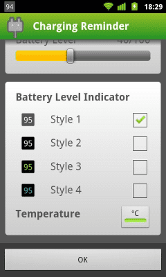 Screenshot of the application Charging Reminder - #2