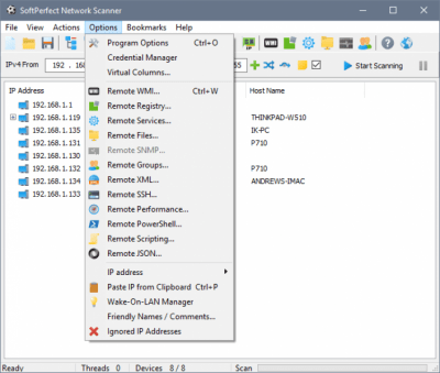 Screenshot of the application SoftPerfect Network Scanner - #2