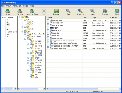 Screenshot of the application FineRecovery - #2