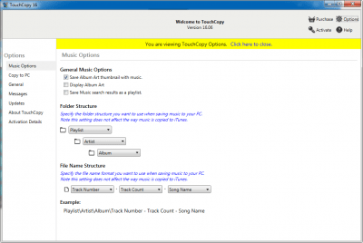 Screenshot of the application TouchCopy - #2