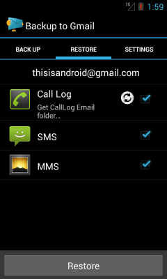 Screenshot of the application Backup To Email - #3