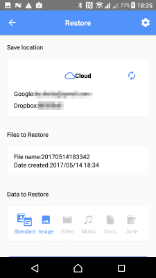 Screenshot of the application JS Backup - #6
