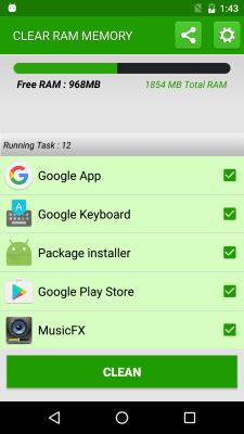 Screenshot of the application Clean RAM Memory - #2