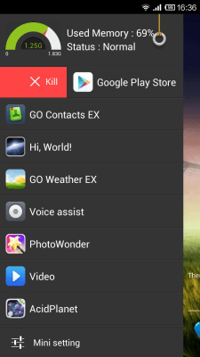 Screenshot of the application Mini Sidebar Killer - #2