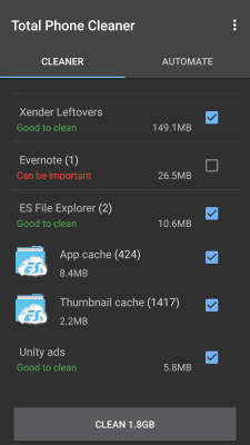 Screenshot of the application Total Memory Cleaner Free - #2
