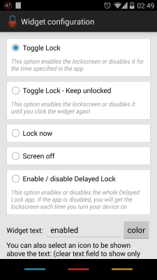 Screenshot of the application Delayed Lock TRIAL - #4