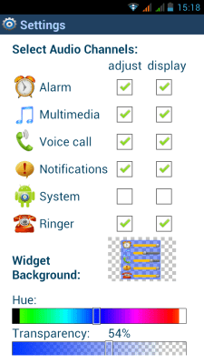 Screenshot of the application Volume control widget - #3