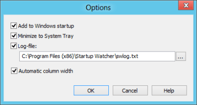 Screenshot of the application Startup Watcher - #2