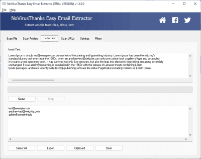 Screenshot of the application Easy Email Extractor - #3