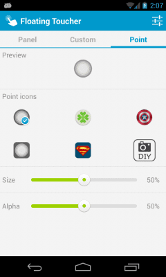 Screenshot of the application Floating Toucher - #4