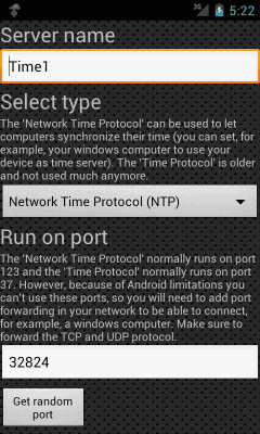 Screenshot of the application Time Server - #2