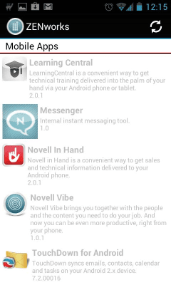 Screenshot of the application ZENworks - #2