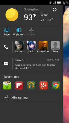 Screenshot of the application Mini Sidebar - #2