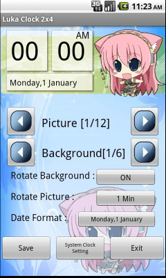 Screenshot of the application Chibi Luka Clock Widget (2x4) - #3