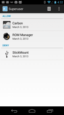 Screenshot of the application ClockworkMod Superuser - #6
