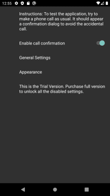 Screenshot of the application Tiny Call Confirm - #2