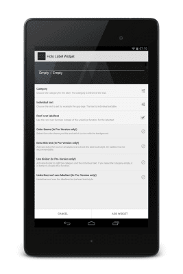 Screenshot of the application Holo Label Widget - #7