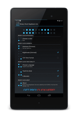 Screenshot of the application Binary Clock Daydream Lite - #4
