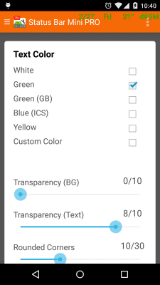 Screenshot of the application Status Bar Mini - #5