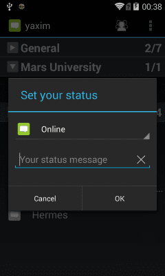 Screenshot of the application yaxim - Jabber/XMPP client - #6