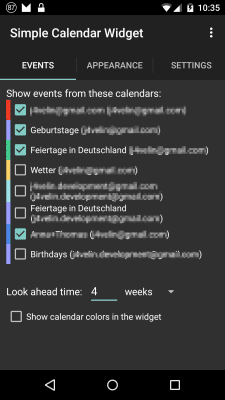 Screenshot of the application j4velin Simple Calendar Widget - #4