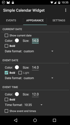 Screenshot of the application j4velin Simple Calendar Widget - #5