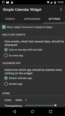 Screenshot of the application j4velin Simple Calendar Widget - #6