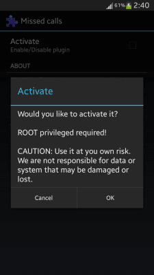 Screenshot of the application PP Plugin – Missed calls - #2