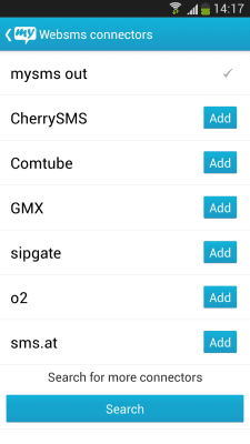 Screenshot of the application Websms - mysms out Connector - #2