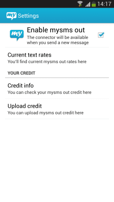 Screenshot of the application Websms - mysms out Connector - #3