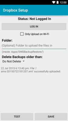Screenshot of the application Add-On - SMS Backup & Restore - #2