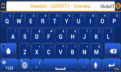 Screenshot of the application SlideIT Swedish QWERTY Pack - #3
