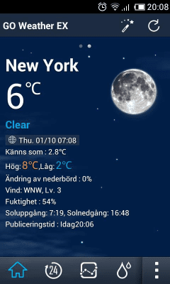 Screenshot of the application Swedish Language GOWeatherEX - #2