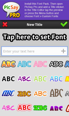 Screenshot of the application PicSay Pro Font Pack - A - #2