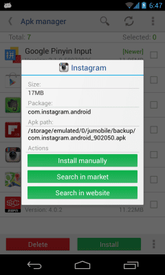 Screenshot of the application APK manager - #4