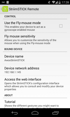 Screenshot of the application AwoX StriimSTICK Remote - #6