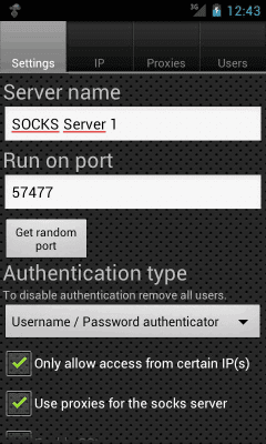 Screenshot of the application Socks Server Ultimate - #2