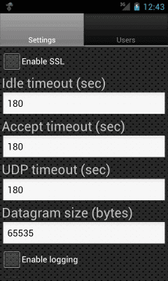 Screenshot of the application Socks Server Ultimate - #3