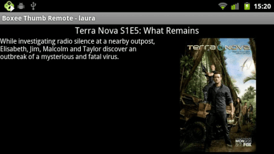 Screenshot of the application Boxee Thumb Remote - #2